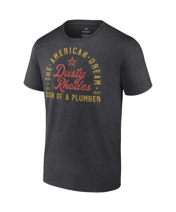 Men's Fanatics Branded Charcoal Dusty Rhodes Son of a Plumber T-Shirt $11.52 T-Shirts