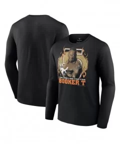 Men's Fanatics Branded Black Booker T 5 Time Long Sleeve T-Shirt $12.88 T-Shirts