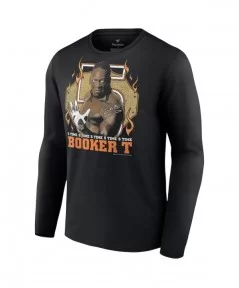 Men's Fanatics Branded Black Booker T 5 Time Long Sleeve T-Shirt $12.88 T-Shirts