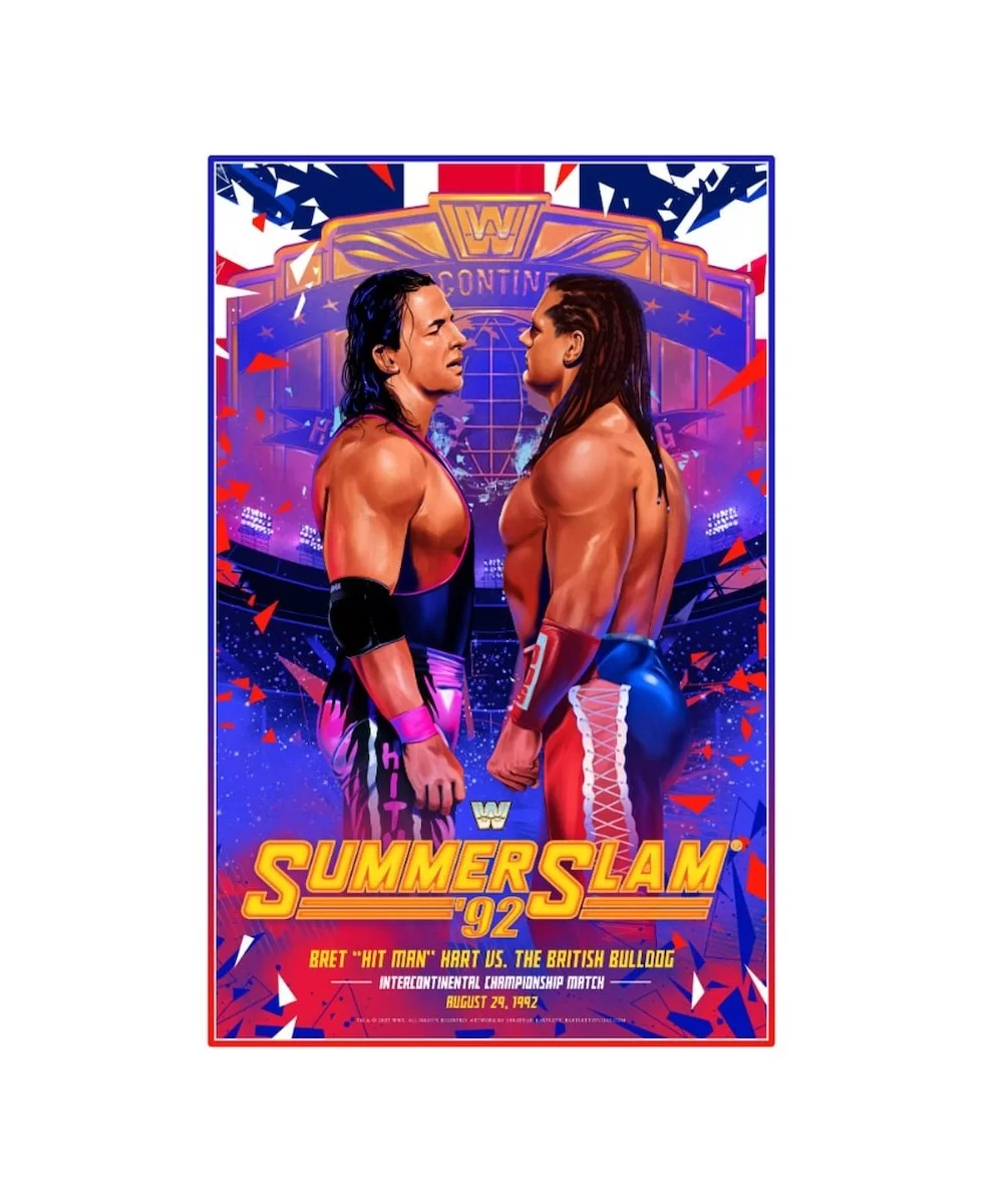 Bret "Hit Man" Hart vs. The British Bulldog 24" x 36" SummerSlam '92 Poster $14.40 Collectibles