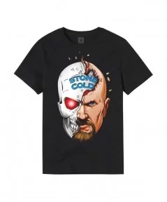 Men's Black "Stone Cold" Steve Austin Half Skull T-Shirt $10.80 T-Shirts