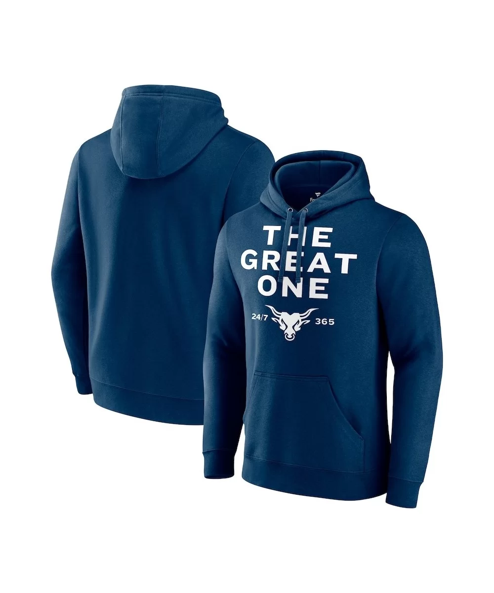 Men's Fanatics Branded Navy The Rock The Great One Pullover Hoodie $18.40 Apparel