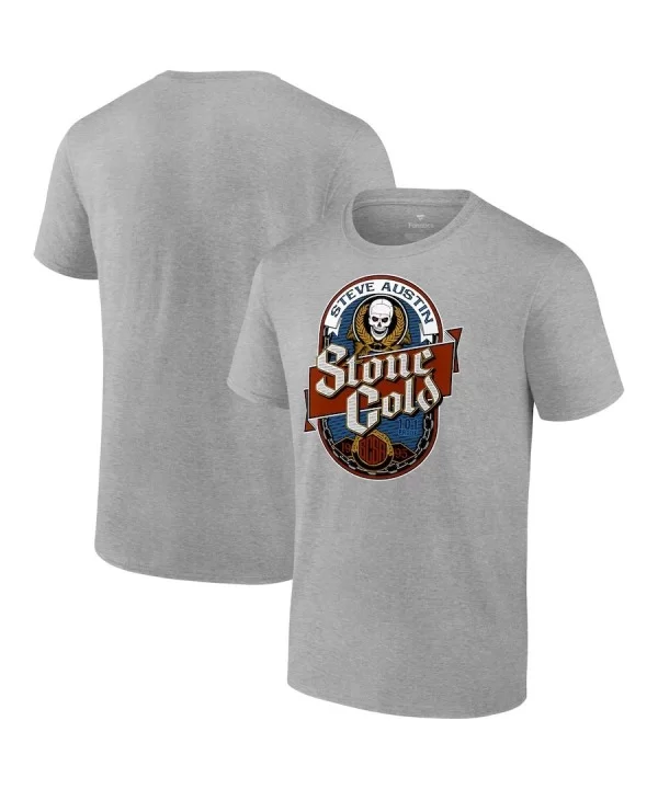 Men's Fanatics Branded Heather Gray "Stone Cold" Steve Austin 101 Proof Label T-Shirt $9.36 T-Shirts