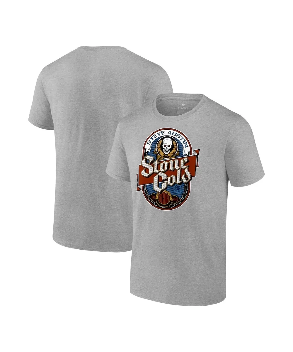 Men's Fanatics Branded Heather Gray "Stone Cold" Steve Austin 101 Proof Label T-Shirt $9.36 T-Shirts