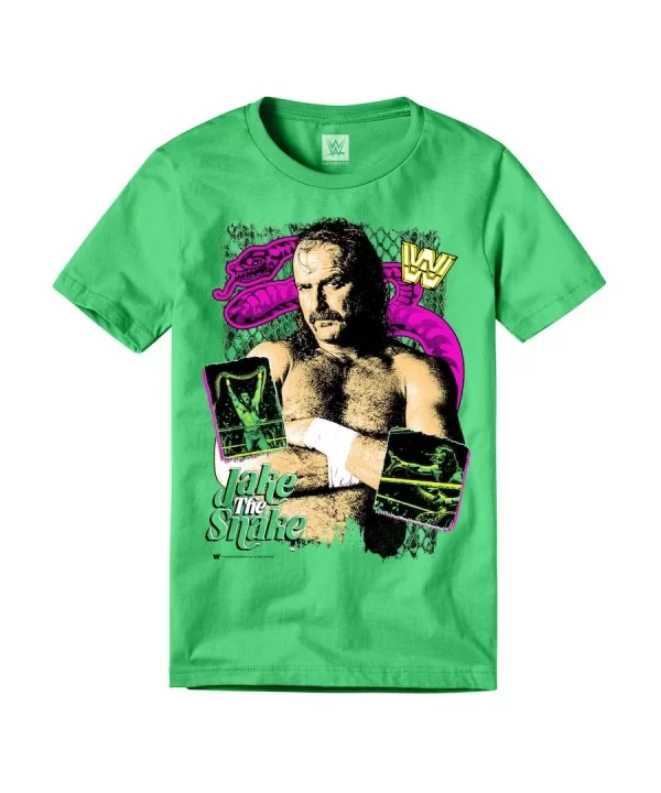 Men's Neon Green Jake "The Snake" Roberts Neon Collection T-Shirt $12.00 T-Shirts