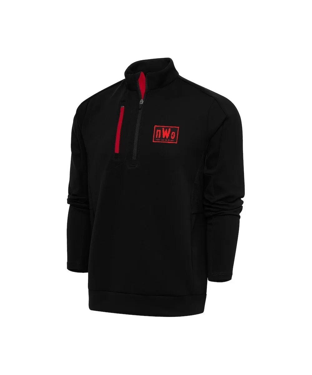 Men's Antigua Black/Red nWo Generation Quarter-Zip Pullover Top $23.04 Apparel