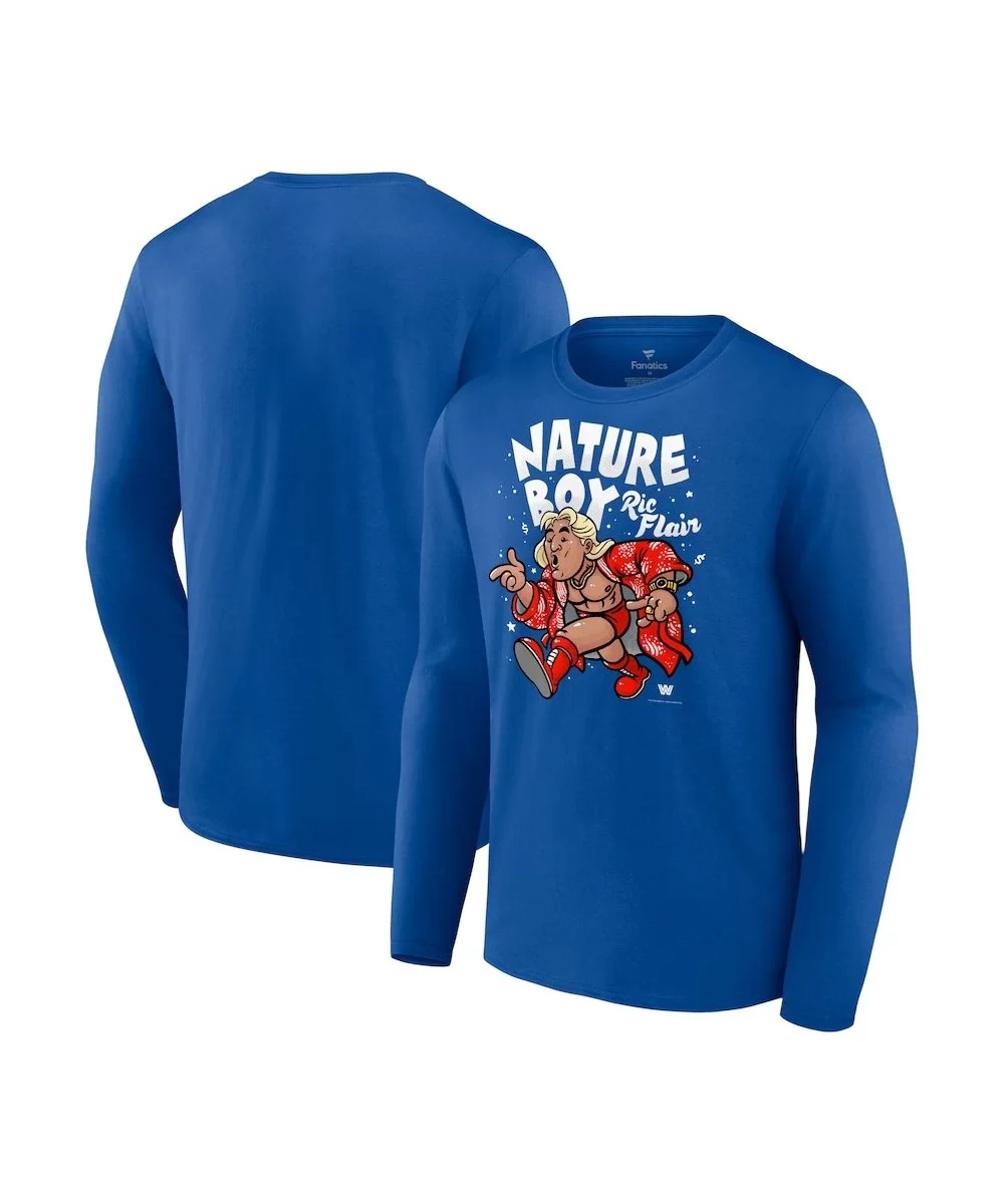 Men's Fanatics Branded Royal Ric Flair Cartoon Long Sleeve T-Shirt $10.92 T-Shirts