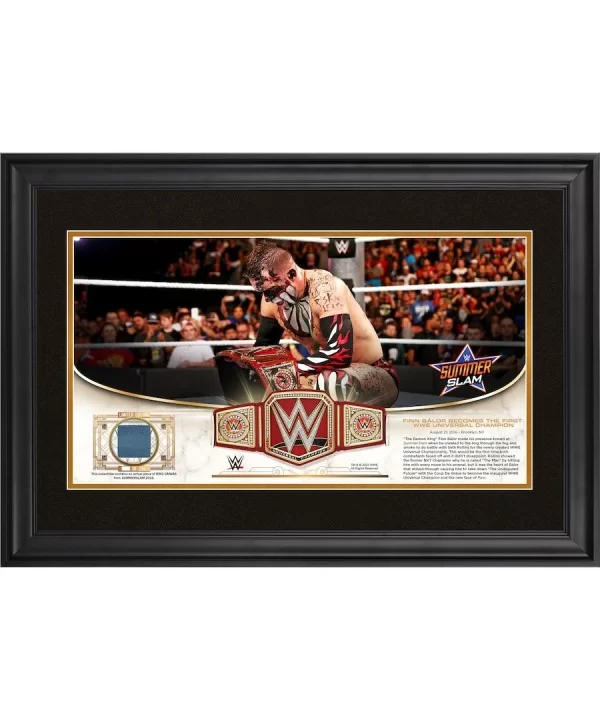 Finn Balor WWE Golden Moments Framed 10" x 18" 2016 SummerSlam Collage with a Piece of Match-Used Canvas - Limited Edition of...