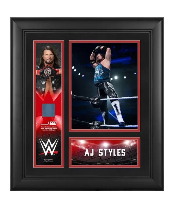 AJ Styles Framed 15" x 17" Collage with a Piece of Match-Used Canvas - Limited Edition of 500 $17.36 Home & Office