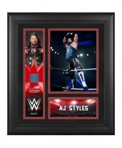 AJ Styles Framed 15" x 17" Collage with a Piece of Match-Used Canvas - Limited Edition of 500 $17.36 Home & Office