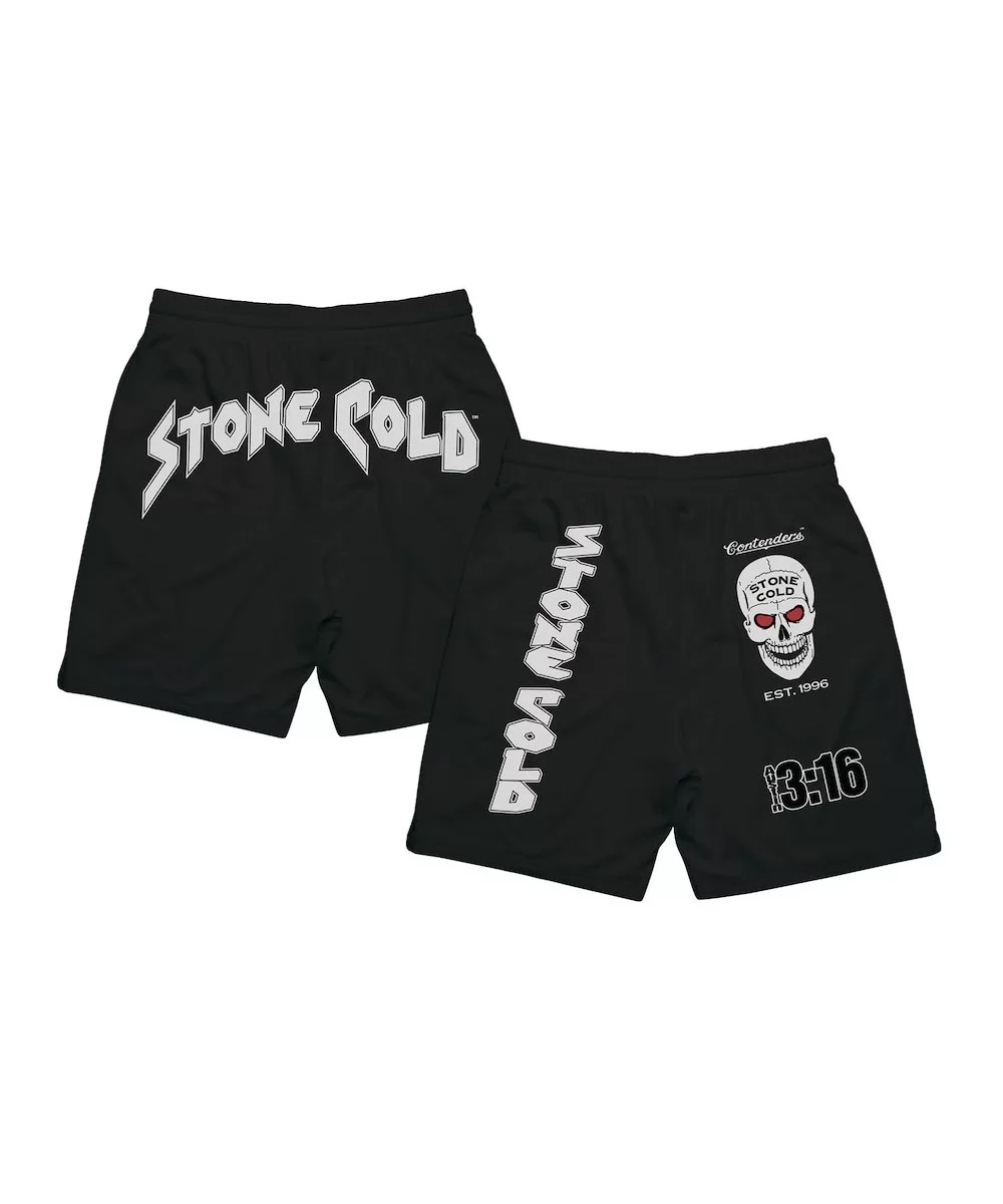 Men's Black "Stone Cold" Steve Austin Contenders Mesh Shorts $19.80 Apparel