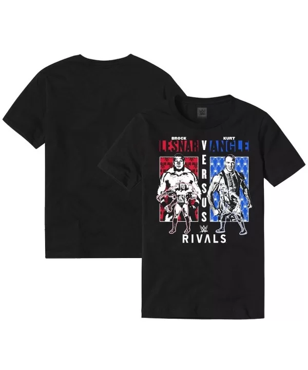 Men's Black Brock Lesnar vs Kurt Angle Rivals T-Shirt $7.29 T-Shirts