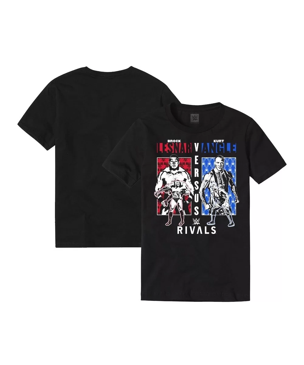 Men's Black Brock Lesnar vs Kurt Angle Rivals T-Shirt $7.29 T-Shirts