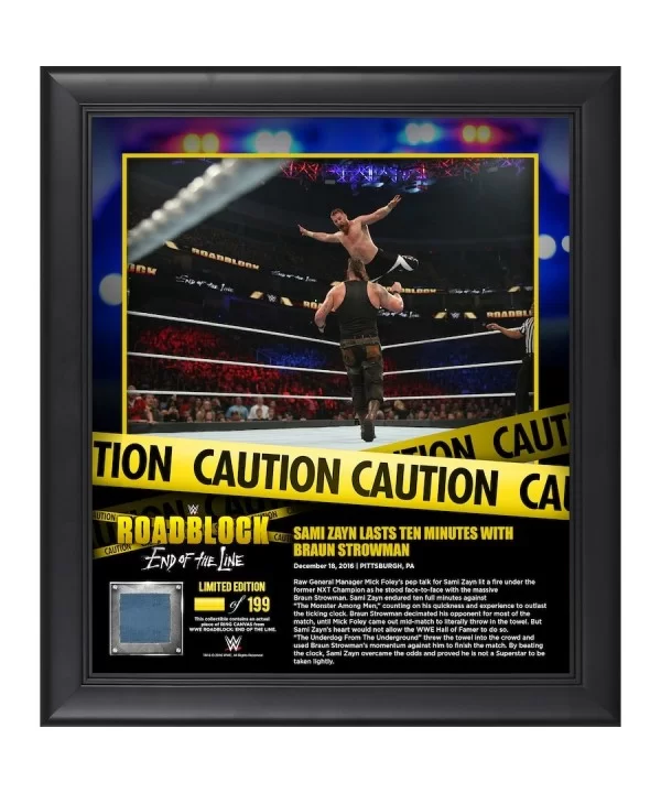 Sami Zayn Framed 15" x 17" 2016 Roadblock Collage with a Piece of Match-Used Canvas - Limited Edition of 199 $20.16 Collectibles