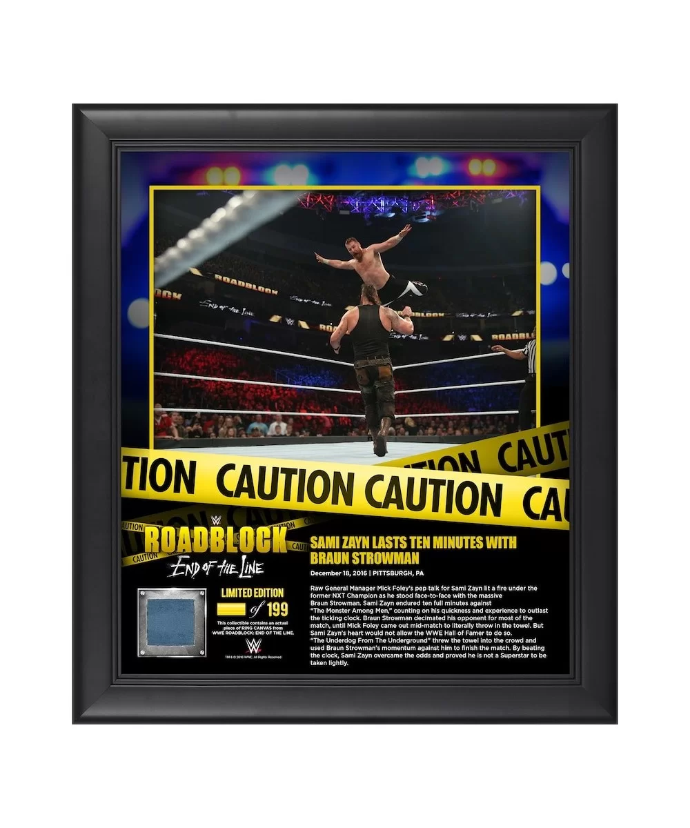 Sami Zayn Framed 15" x 17" 2016 Roadblock Collage with a Piece of Match-Used Canvas - Limited Edition of 199 $20.16 Collectibles