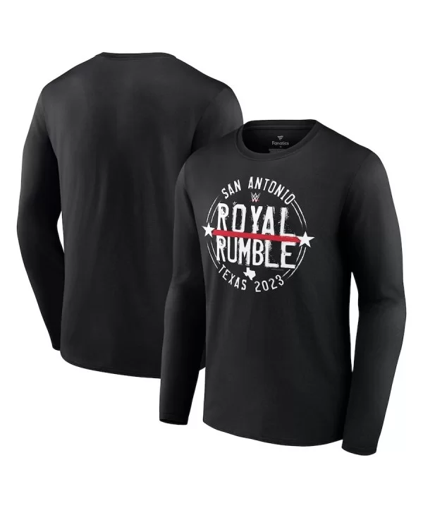 Men's Fanatics Branded Black Royal Rumble 2023 Texas Logo Long Sleeve T-Shirt $12.32 T-Shirts