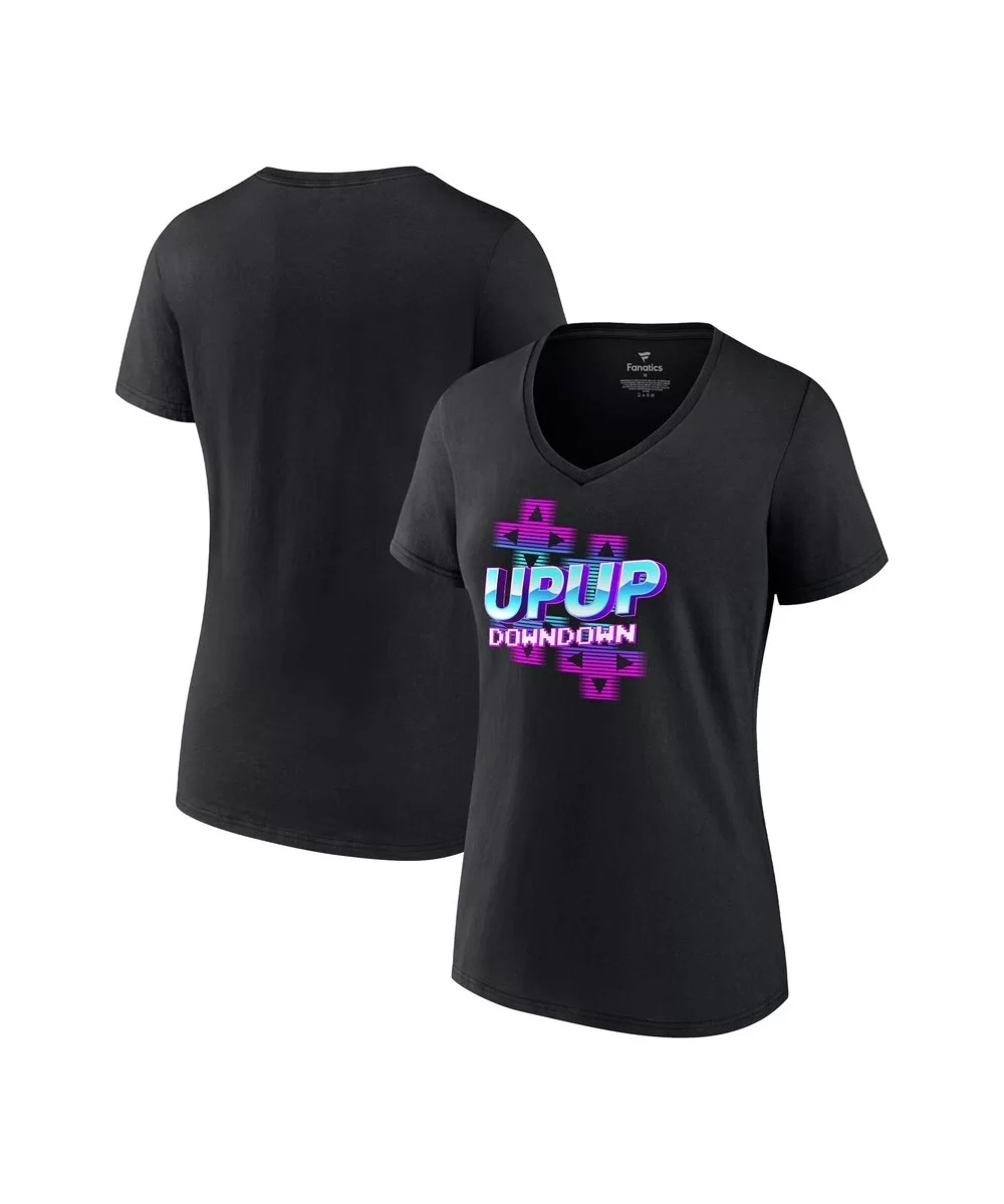 Women's Fanatics Branded Black UpUpDownDown Logo V-Neck T-Shirt $8.40 T-Shirts