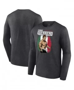 Men's Charcoal Eddie Guerrero Latino Heat Portrait Long Sleeve T-Shirt $13.44 T-Shirts