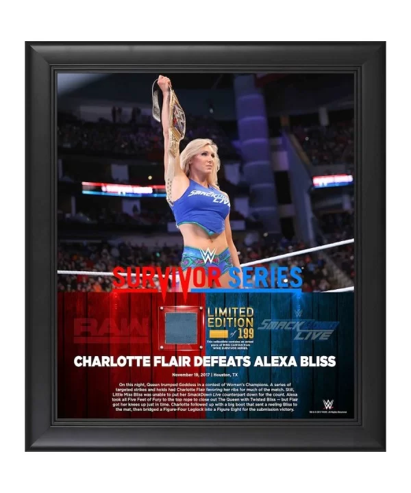 Charlotte Flair Framed 15" x 17" 2017 Survivor Series Collage with a Piece of Match-Used Canvas - Limited Edition of 199 $20....