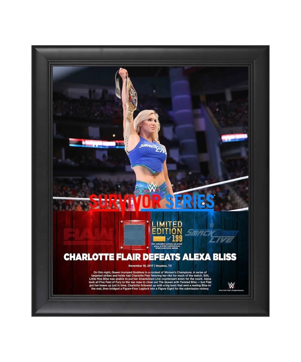 Charlotte Flair Framed 15" x 17" 2017 Survivor Series Collage with a Piece of Match-Used Canvas - Limited Edition of 199 $20....