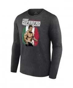 Men's Charcoal Eddie Guerrero Latino Heat Portrait Long Sleeve T-Shirt $13.44 T-Shirts