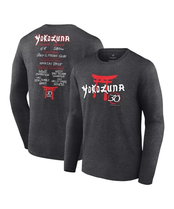 Men's Fanatics Branded Heather Charcoal Yokozuna 30 Years Long Sleeve T-Shirt $13.16 T-Shirts