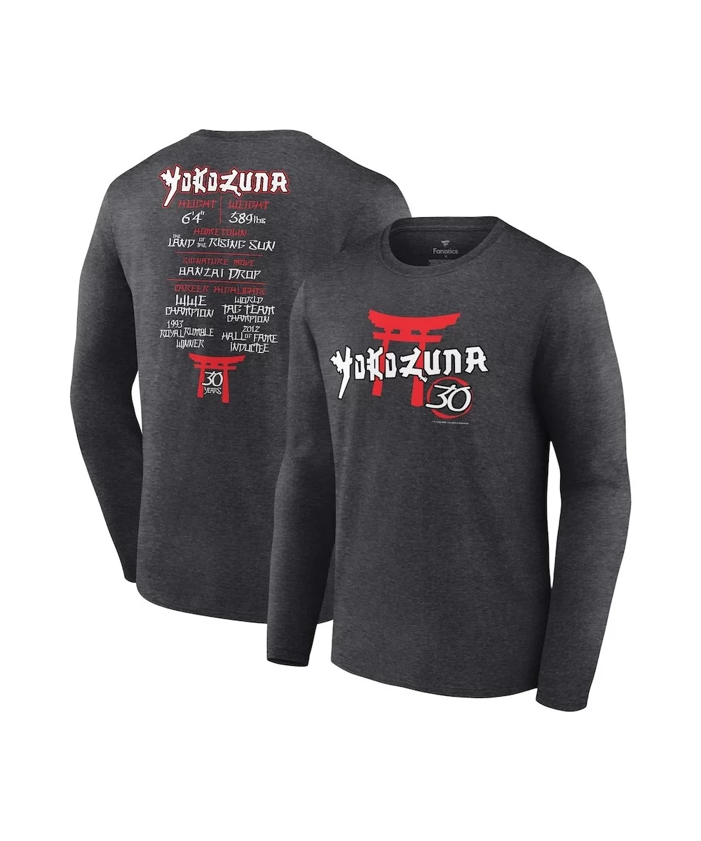 Men's Fanatics Branded Heather Charcoal Yokozuna 30 Years Long Sleeve T-Shirt $13.16 T-Shirts