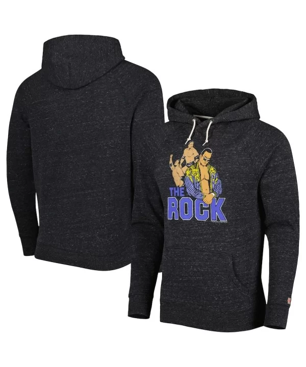 Men's Homage Charcoal The Rock Raglan Tri-Blend Pullover Hoodie $27.60 Apparel