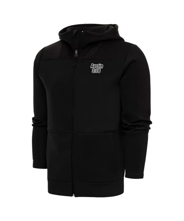 Men's Antigua Black "Stone Cold" Steve Austin Protect Full-Zip Hoodie $20.40 Apparel