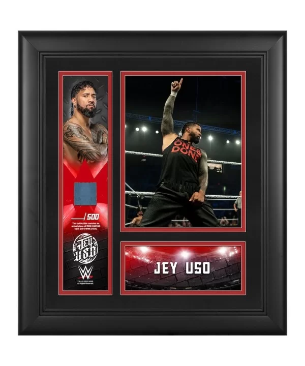 Jey Uso Framed 15" x 17" Collage with a Piece of Match-Used Canvas - Limited Edition of 500 $21.84 Collectibles