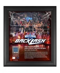 The Bloodline WWE Framed 15" x 17" 2022 WrestleMania Backlash Core Frame with a Piece of Match-Used Canvas - Limited Edition ...