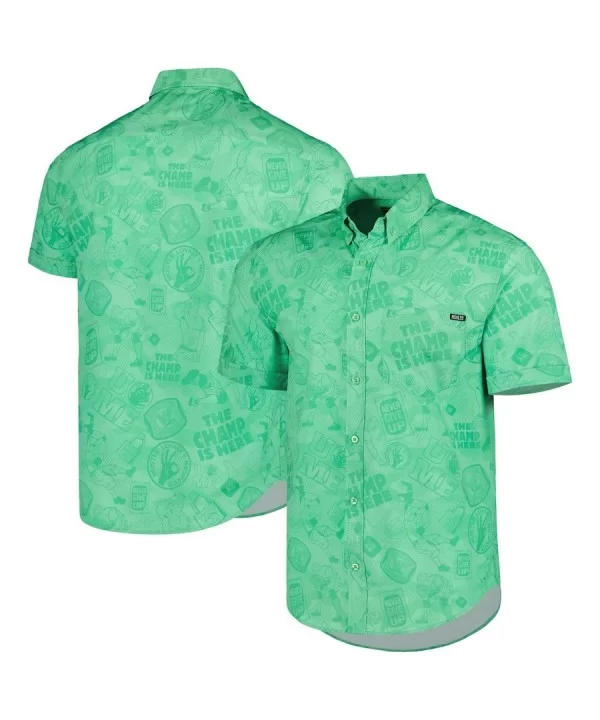 Men's RSVLTS Green John Cena Can't See Me Button-Down Shirt $16.80 Apparel