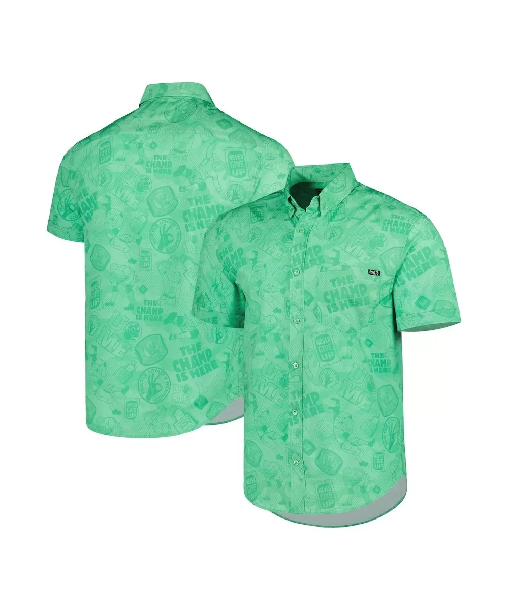 Men's RSVLTS Green John Cena Can't See Me Button-Down Shirt $16.80 Apparel