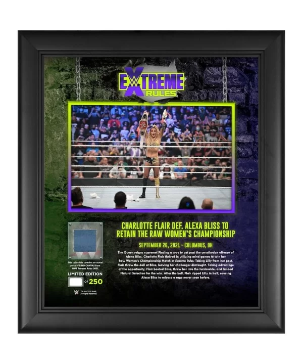 Charlotte Flair Framed 15" x 17" 2021 Extreme Rules Collage with a Piece of Match-Used Canvas - Limited Edition of 250 $24.08...