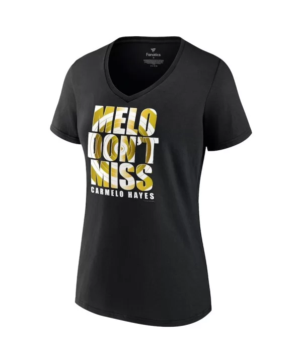 Women's Fanatics Branded Black Carmelo Hayes Melo Don't Miss V-Neck T-Shirt $8.88 T-Shirts