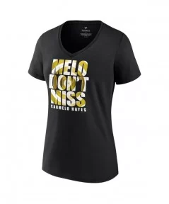 Women's Fanatics Branded Black Carmelo Hayes Melo Don't Miss V-Neck T-Shirt $8.88 T-Shirts