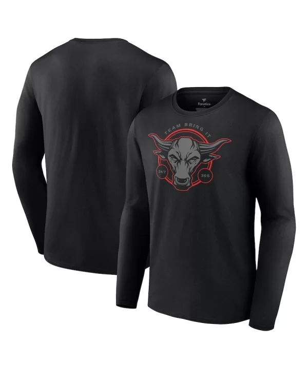 Men's Fanatics Branded Black The Rock Team Bring It Bull Long Sleeve T-Shirt $10.64 T-Shirts