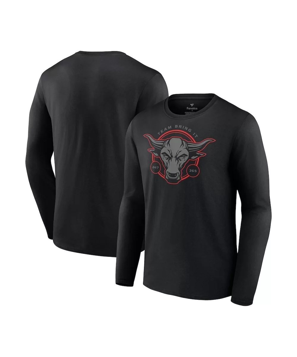 Men's Fanatics Branded Black The Rock Team Bring It Bull Long Sleeve T-Shirt $10.64 T-Shirts