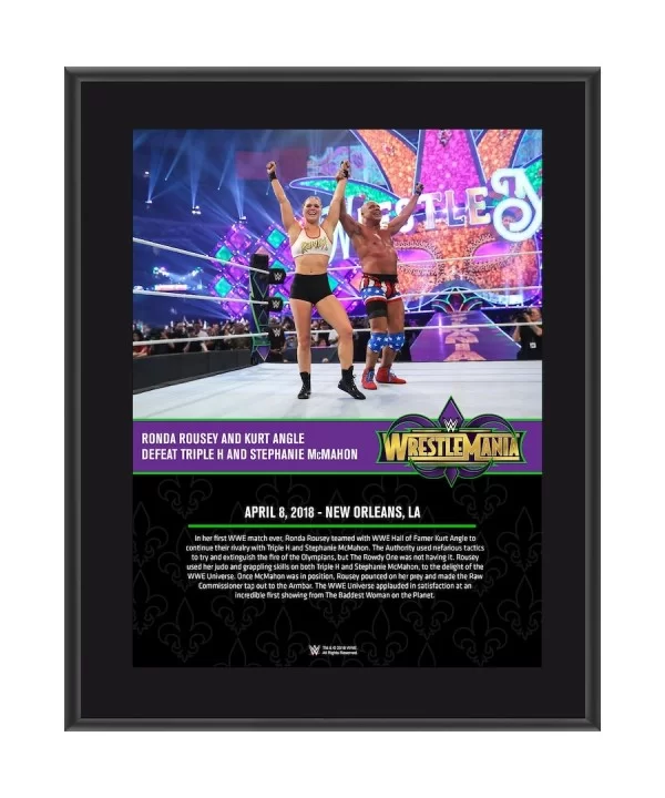 Kurt Angle & Ronda Rousey 10.5" x 13" WrestleMania 34 Sublimated Plaque $11.28 Home & Office