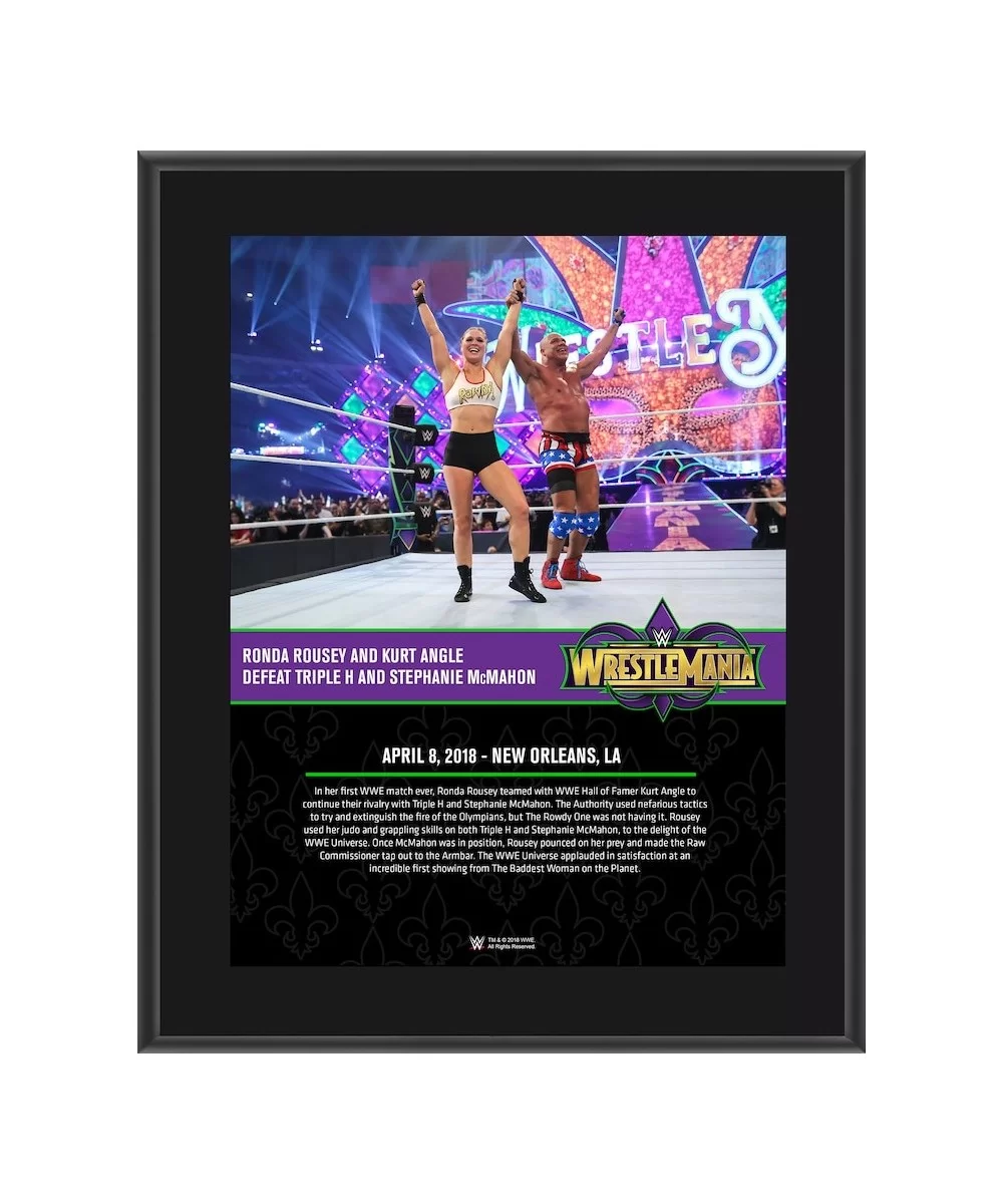 Kurt Angle & Ronda Rousey 10.5" x 13" WrestleMania 34 Sublimated Plaque $11.28 Home & Office