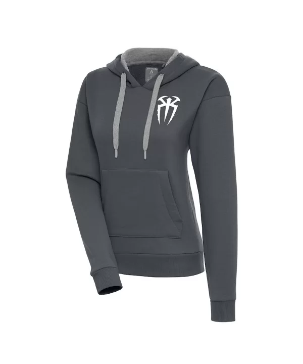 Women's Antigua Charcoal Roman Reigns Victory Pullover Hoodie $13.50 Apparel