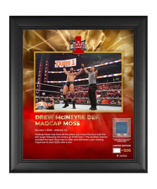 Drew McIntyre Framed 15" x 17" 2022 Day 1 Collage with a Piece of Match-Used Canvas - Limited Edition of 250 $24.64 Collectibles