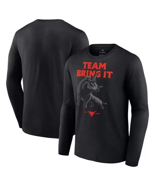 Men's Fanatics Branded Black The Rock Team Bring It Long Sleeve T-Shirt $14.00 T-Shirts