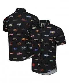 Men's RSVLTS Black WrestleMania Ode to WrestleMania KUNUFLEX Button-Down Short Sleeve Shirt $16.80 Apparel