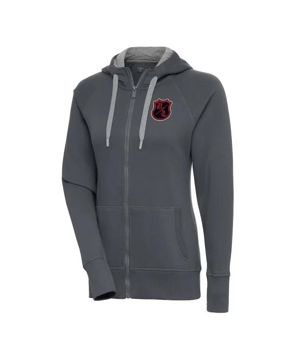 Women's Antigua Charcoal The Bloodline Victory Full-Zip Hoodie $21.60 Apparel