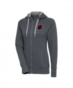 Women's Antigua Charcoal The Bloodline Victory Full-Zip Hoodie $21.60 Apparel