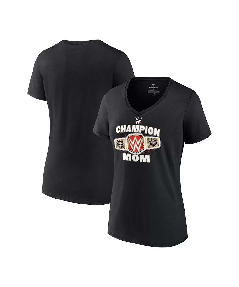 Women's Fanatics Branded Black WWE Champion Mom V-Neck T-Shirt $7.20 T-Shirts