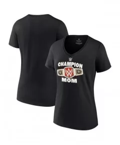 Women's Fanatics Branded Black WWE Champion Mom V-Neck T-Shirt $7.20 T-Shirts