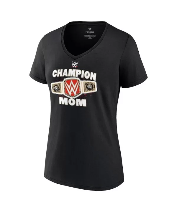 Women's Fanatics Branded Black WWE Champion Mom V-Neck T-Shirt $7.20 T-Shirts