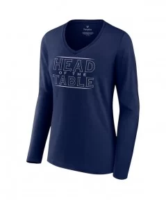 Women's Fanatics Branded Navy Roman Reigns Head Of The Table V-Neck Long Sleeve T-Shirt $10.36 T-Shirts